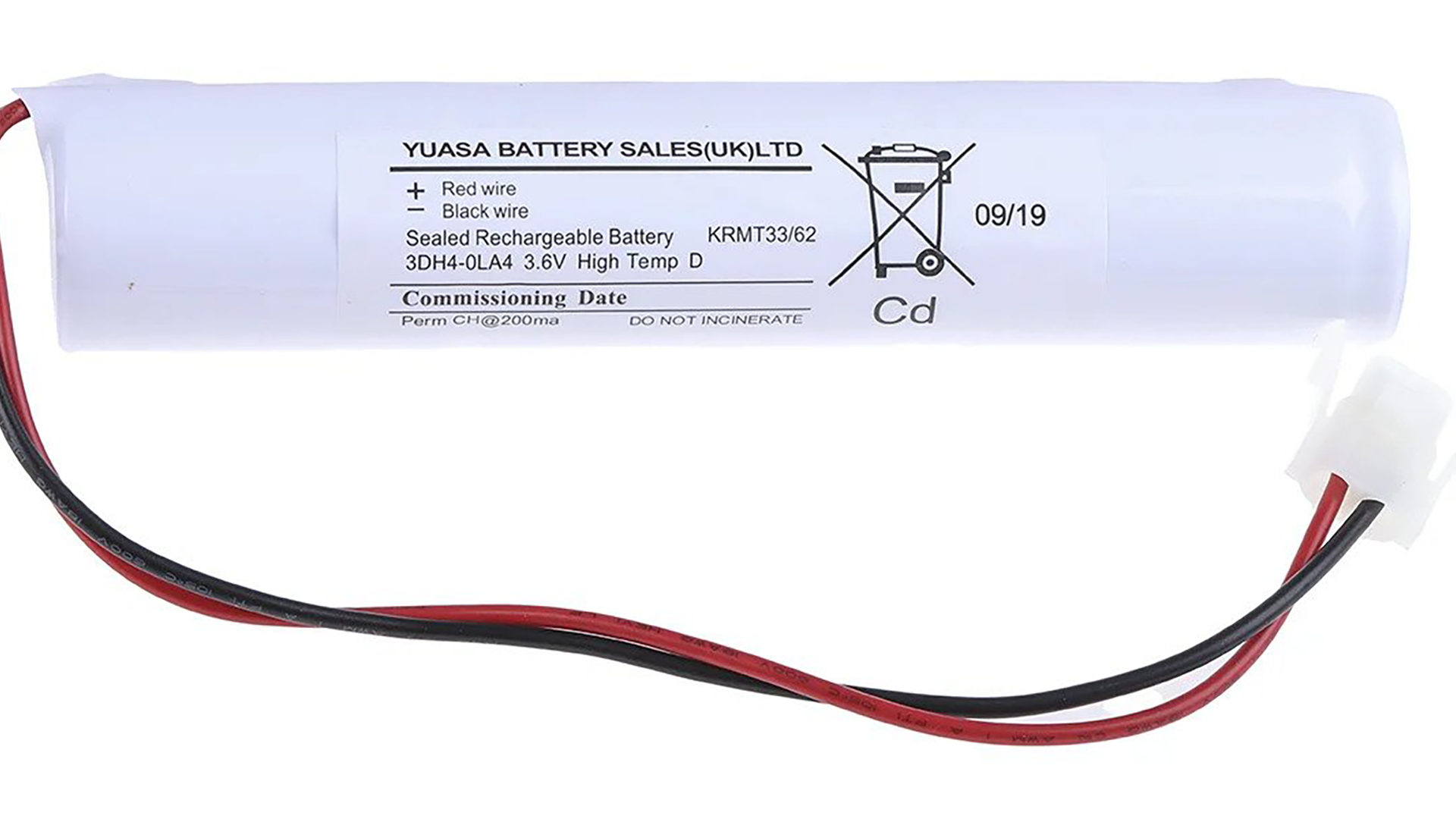  Yuasa 3.6V NiCd təkrar doldurulan batareya paketi, 4Ah – 1 dəst 