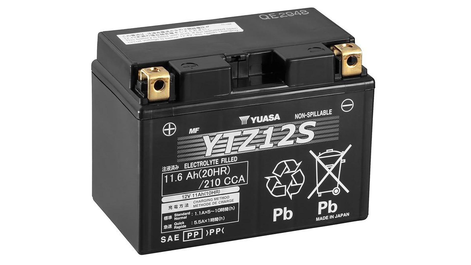  YTZ12S (WC) 12V Yuasa High Performance MF VRLA Battery 