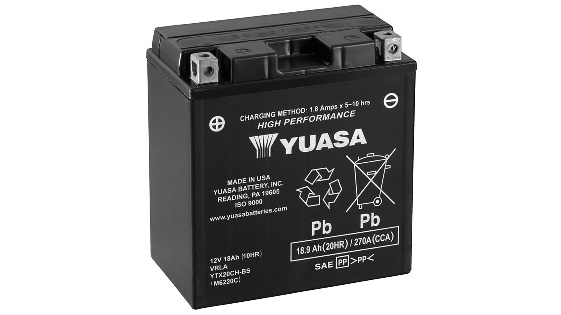  YTX20CH-BS (CP) 12V Yuasa High Performance MF VRLA Battery 