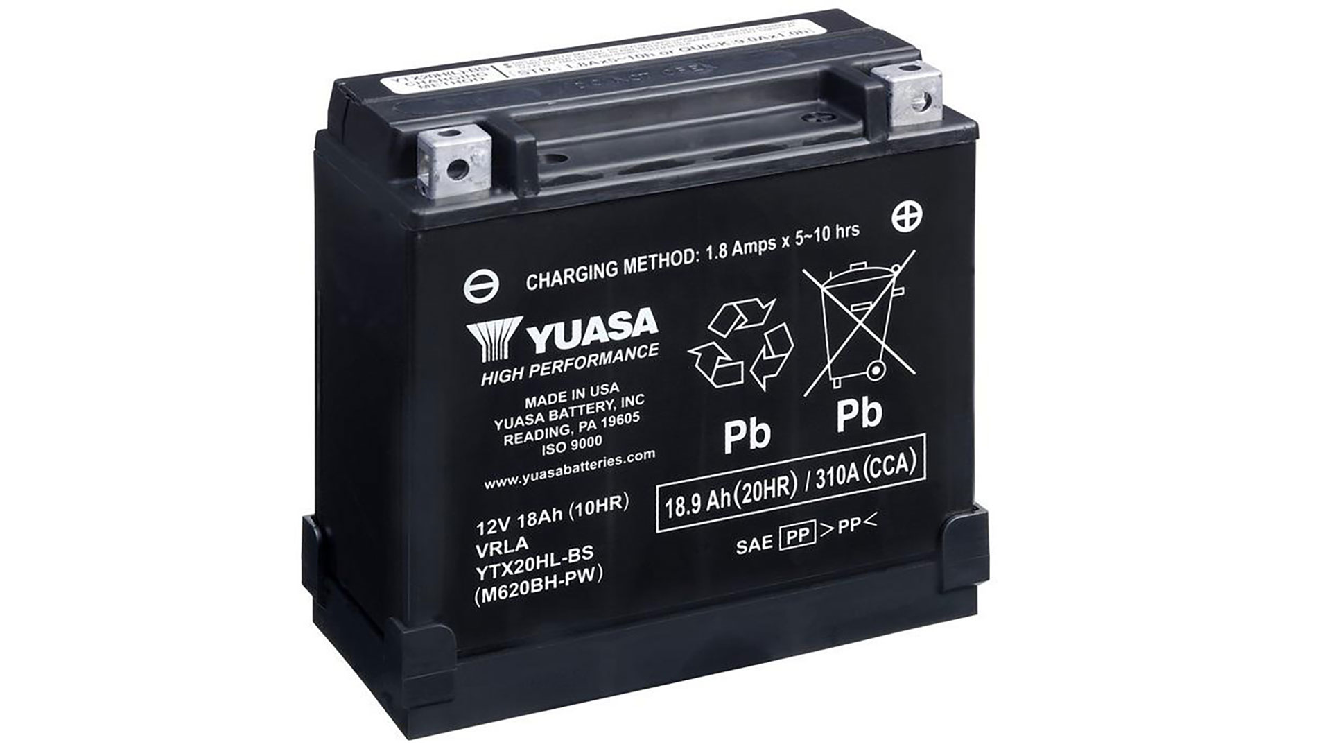  YTX20HL-BS-PW(CP) 12V Yuasa High Performance MF VRLA Battery 