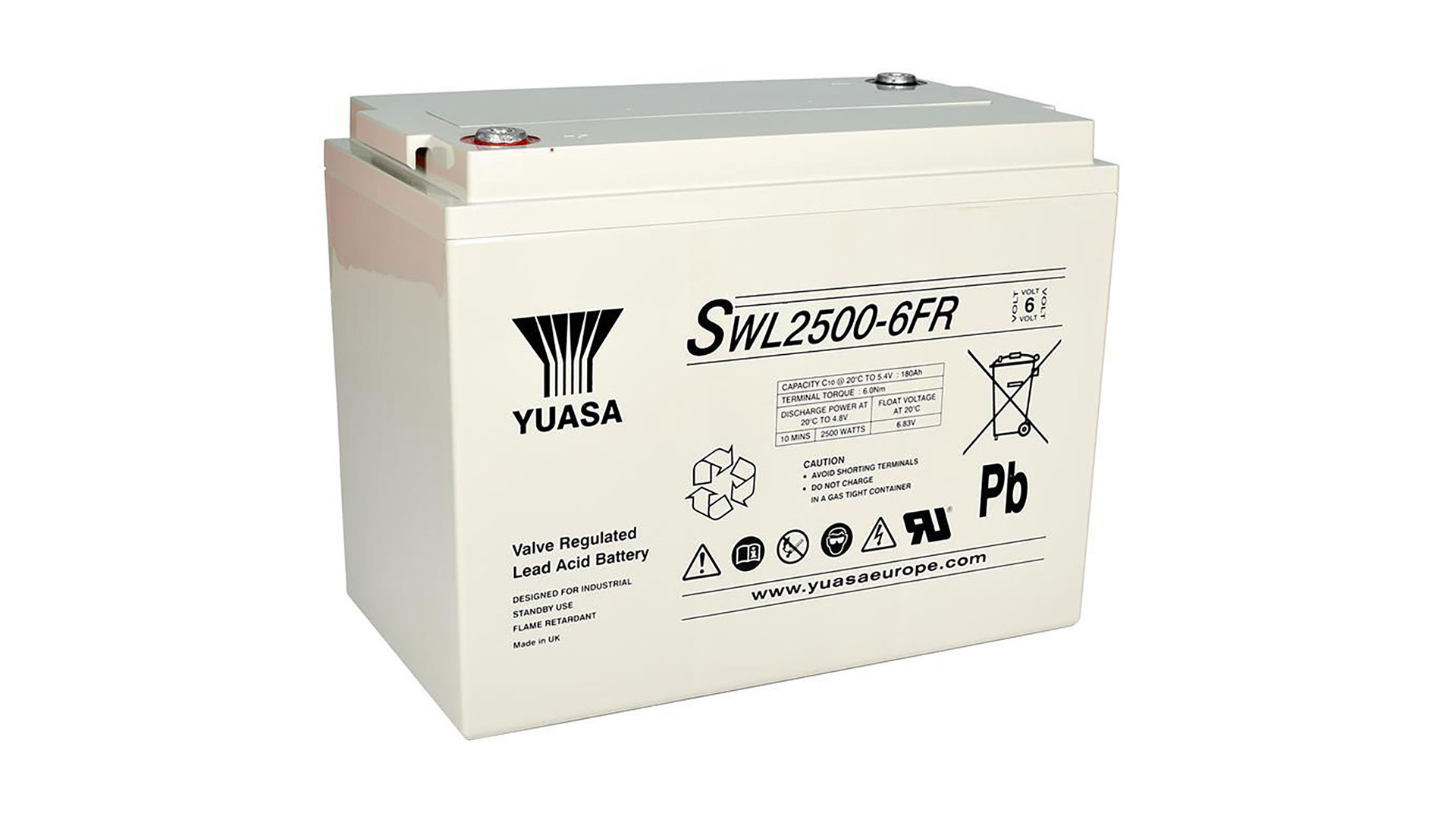 SWL2500-6FR 6V (184Ah) Yuasa High Rate VRLA Battery