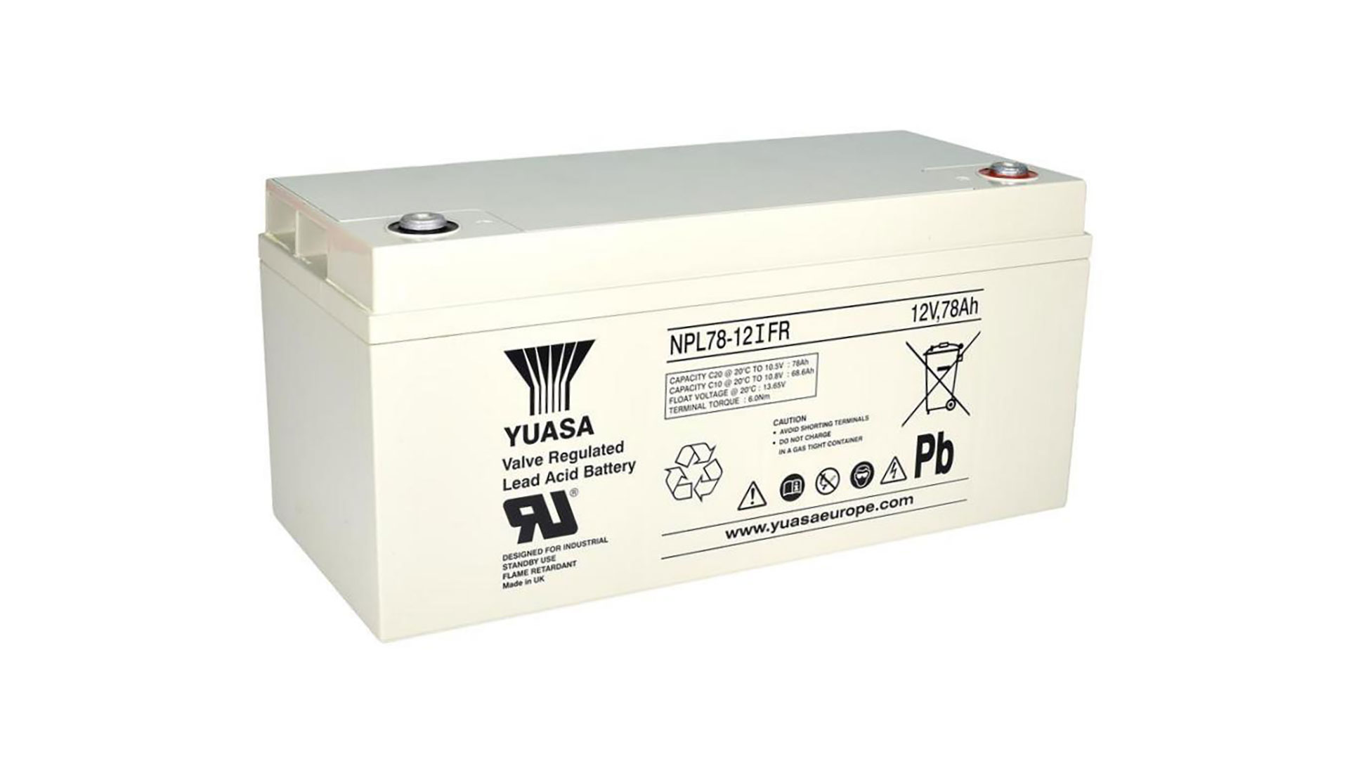 NPL78-12IFR (12V 78Ah) Yuasa General Purpose VRLA Battery