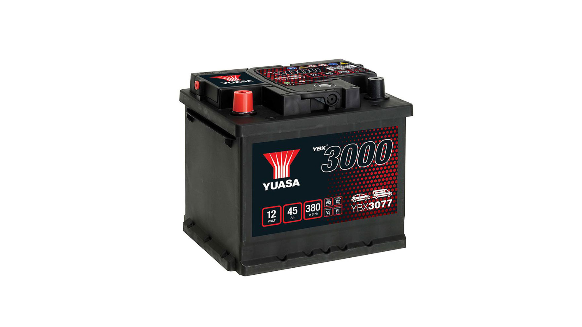 YBX3077 12V 45Ah 380A Yuasa SMF Battery