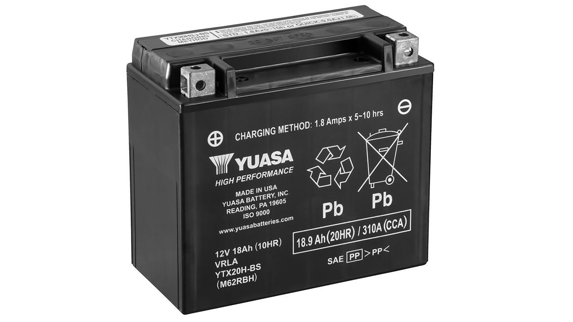  YTX20H-BS (CP) 12V Yuasa High Performance MF VRLA Battery 