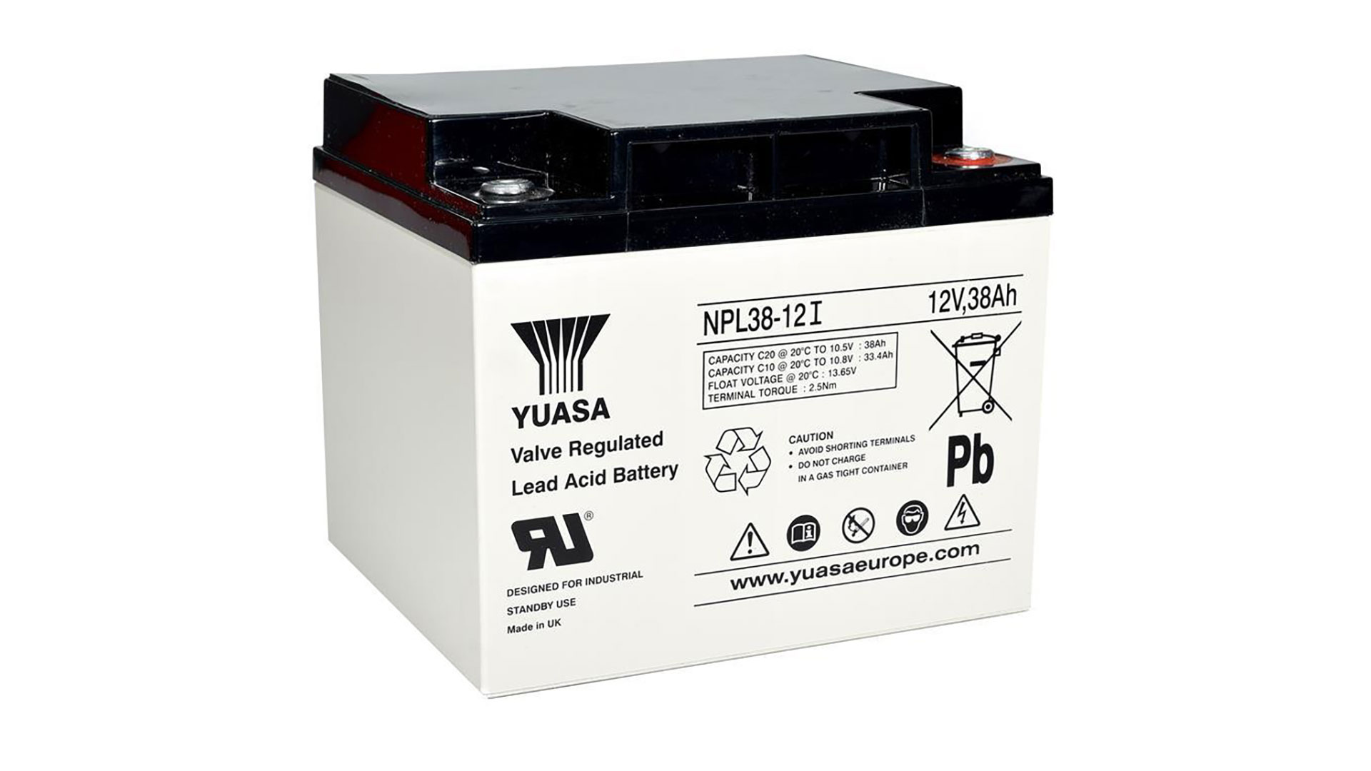 NPL38-12I (12V 38Ah) Yuasa General Purpose VRLA Battery